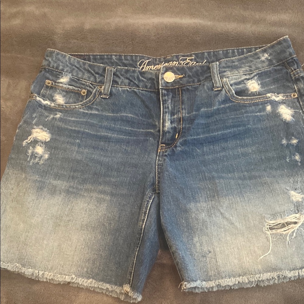 American Eagle Outfitters Blue Jean Shorts Distressed Style
